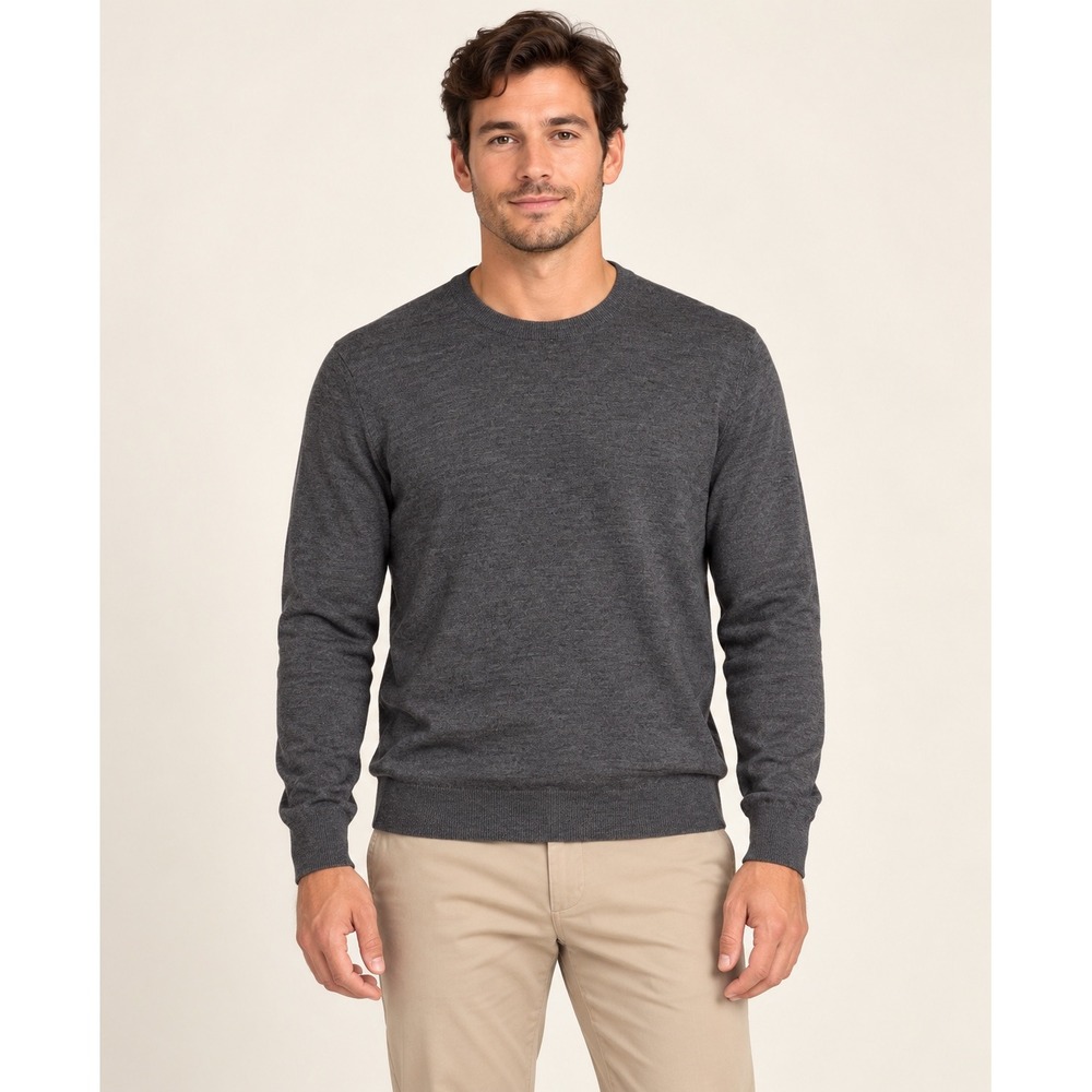 Banana Republic Mens Extra Fine Merino Wool Crewneck Sweater Gray Medium J125